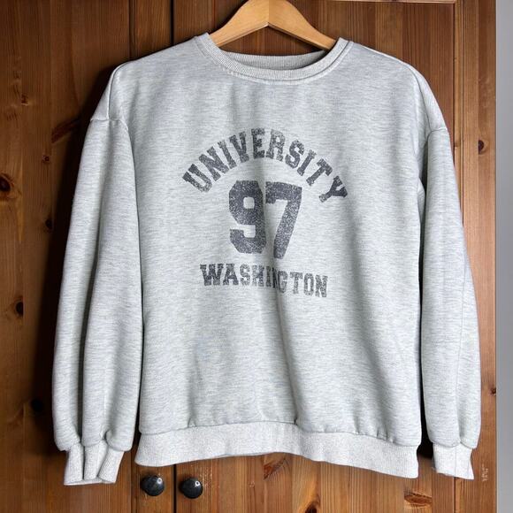 Dazy University Washington 97 Crewneck Collegiate Sweatshirt Women’s Medium Grey - Picture 2 of 8